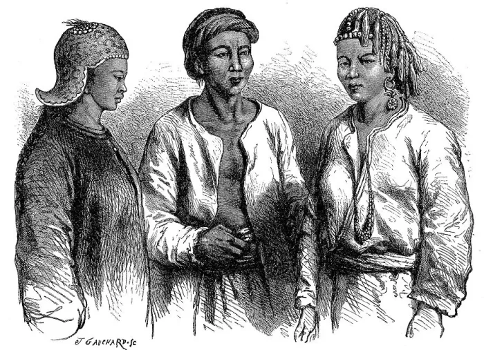 Framed Print : People from South China in typical dress