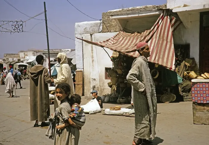 Framed Print : People on the street in Moulay Idriss Zerhoun, Morocco, North Africa, 1971, Africa