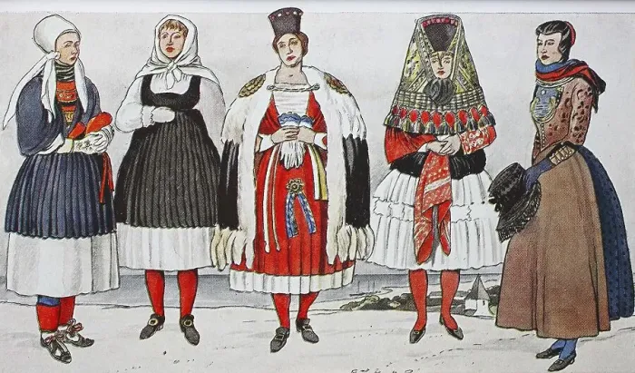 Framed Print : People in traditional costumes