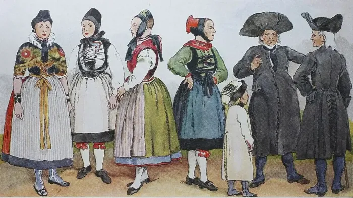 Framed Print : People in traditional costumes