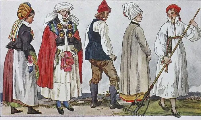 Framed Print : People in traditional costumes