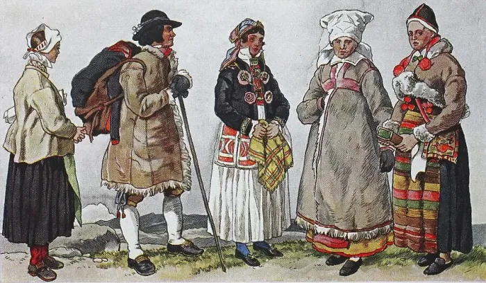 Framed Print : People in traditional costumes