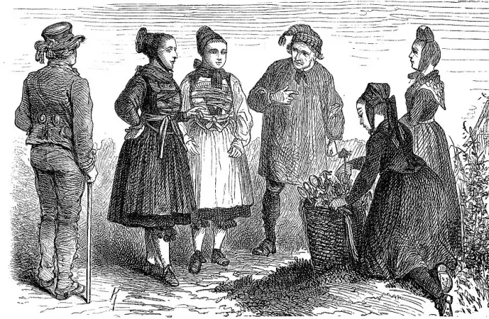 Framed Print : People in traditional traditional costume from the district of Hesse-Darmstadt