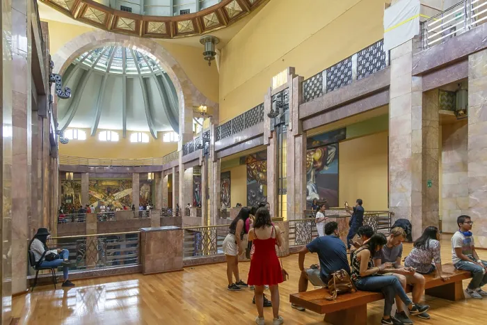 Framed Print : People viewing artwork murals inside Palacio de Bellas Artes Framed Print : People viewing artwork murals inside Palacio de Bellas Artes