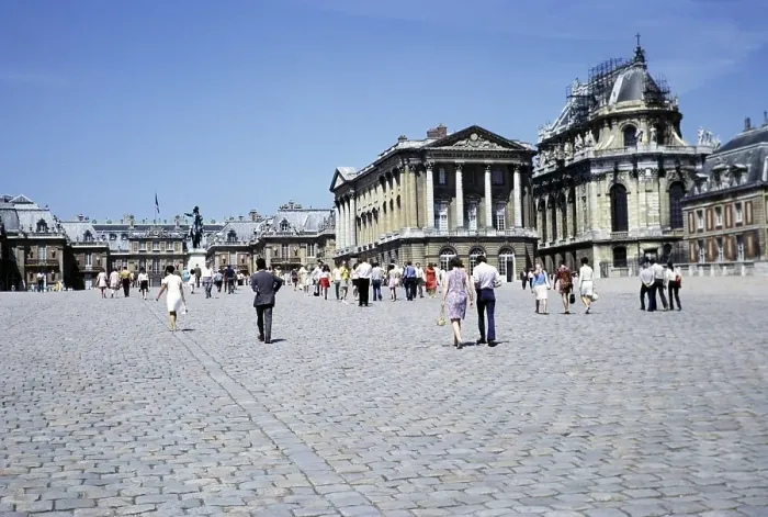 Framed Print : People on the way to the Palace of Versailles, Paris, France, 1970, Europe
