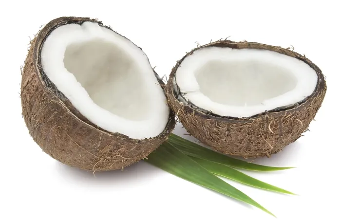 Framed Print : Perfect fresh coconut isolated on white background