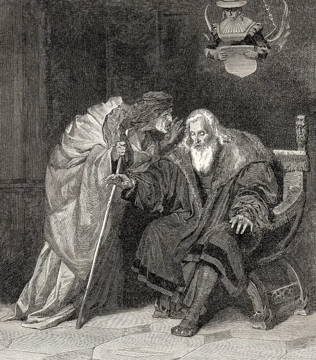 Framed Print : The personification of Care with blind Faust