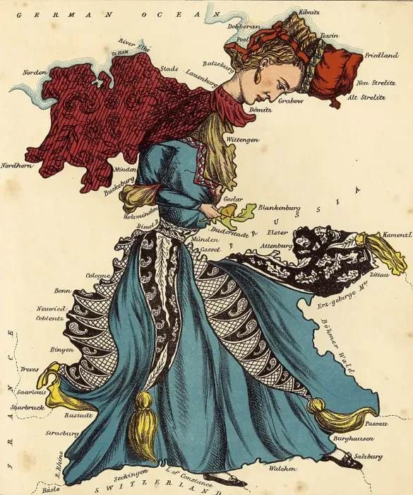 Framed Print : Personified Map, c. 1880, Germany