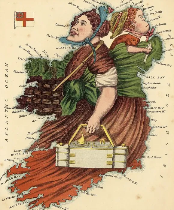 Framed Print : Personified map, c. 1880, Ireland