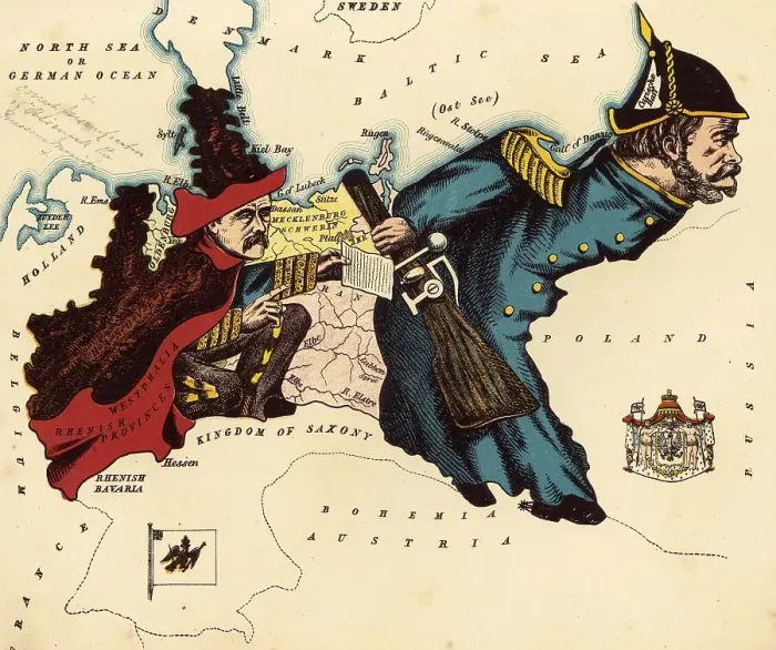 Framed Print : Personified map, c. 1880, Prussia Framed Print : Personified map, c. 1880, Prussia