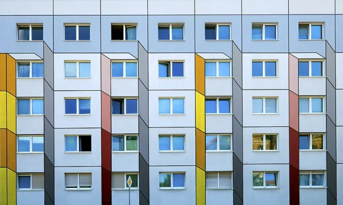 Framed Print : Perspective colour design, facade