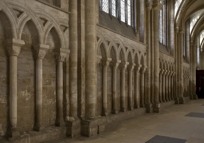 Framed Print : Peterborough Cathedral. South outer wall of the nave Framed Print : Peterborough Cathedral. South outer wall of the nave