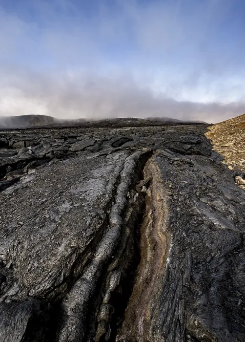 Framed Print : Petrified lava, volcanic rock in bizarre shapes