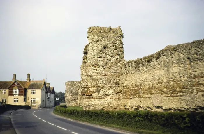 Framed Print : Pevensey Castle a medieval castle and former Roman Saxon Shore Fort, Pevensey, East Sussex, England, UK 1983
