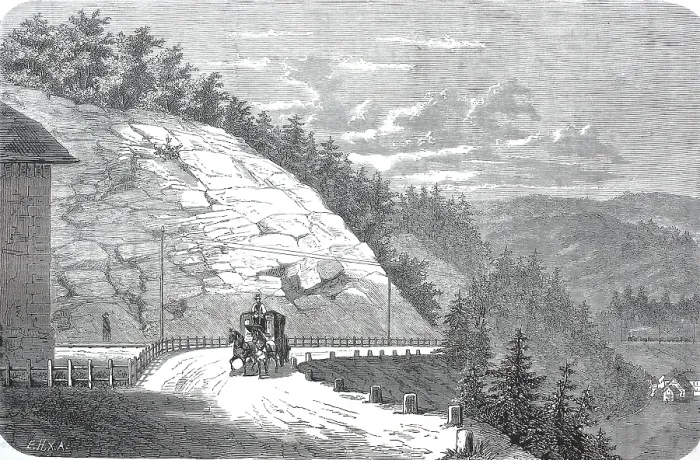 Framed Print : Pferdekutsche auf der neuen StraBe nach Tuttlingen