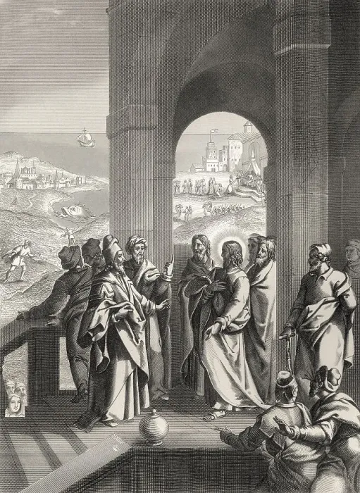 Framed Print : The Pharisees seeking a sign from Jesus
