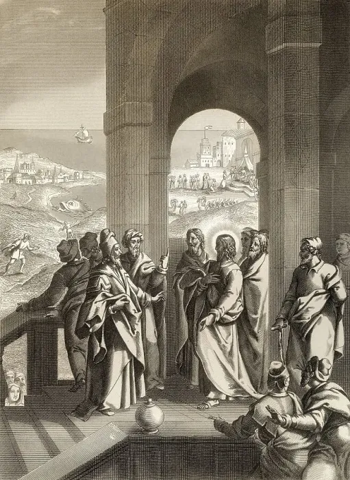 Framed Print : The Pharisees seeking a sign from Jesus Framed Print : The Pharisees seeking a sign from Jesus