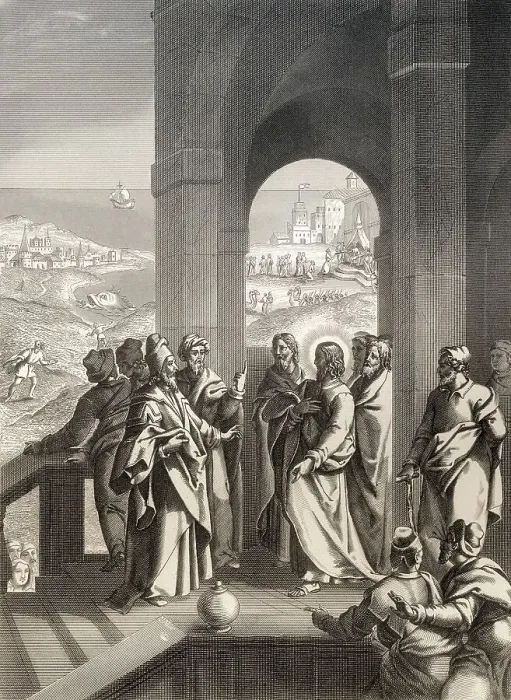 Framed Print : The Pharisees seeking a sign from Jesus Framed Print : The Pharisees seeking a sign from Jesus