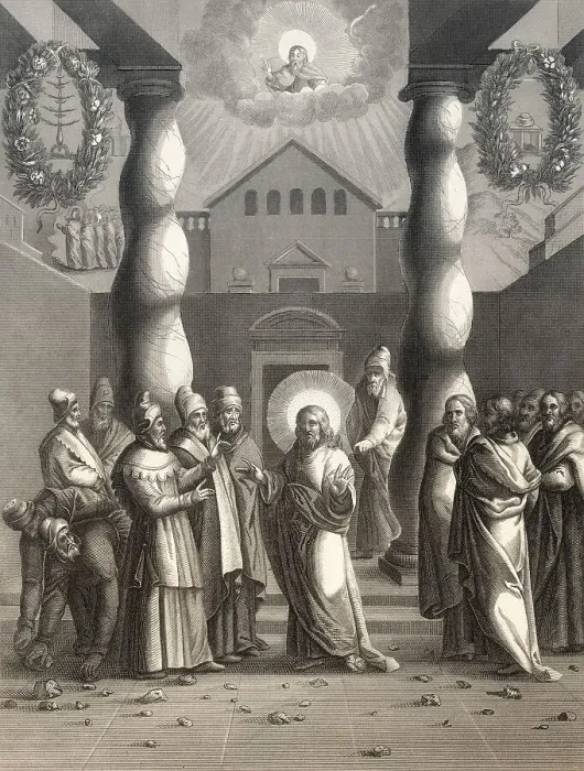 Framed Print : Pharisees try to trap Jesus, New Testament