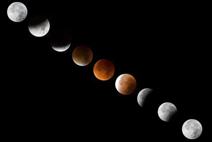 Framed Print : Phases of the lunar eclipse with Blood Moon and Super moon Framed Print : Phases of the lunar eclipse with Blood Moon and Super moon
