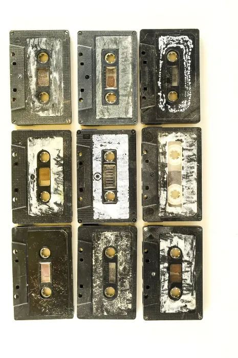Framed Print : Photo of a selection of old audio cassettes Framed Print : Photo of a selection of old audio cassettes