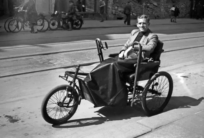 Framed Print : Photographer Karl Heinz Mai in a wheelchair Framed Print : Photographer Karl Heinz Mai in a wheelchair