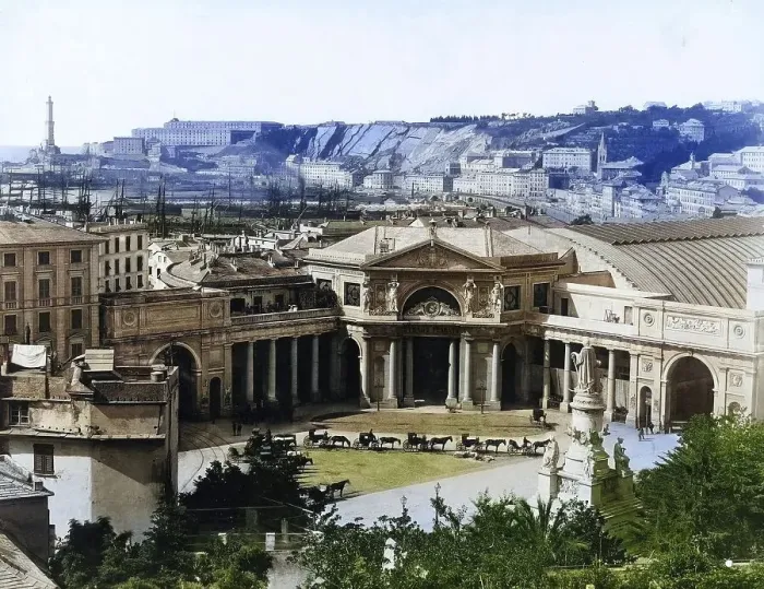 Framed Print : Piazza Acqua Verde in Genoa, c