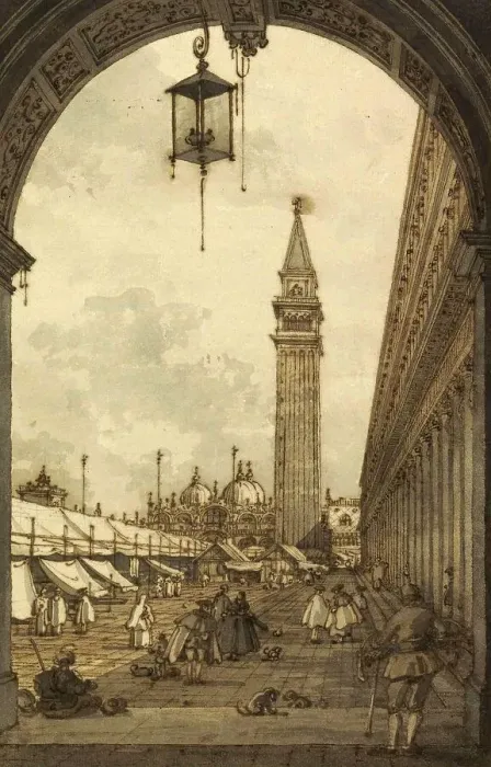 Framed Print : Piazza San Marco, In the 18th century Venice was flooded with tourists