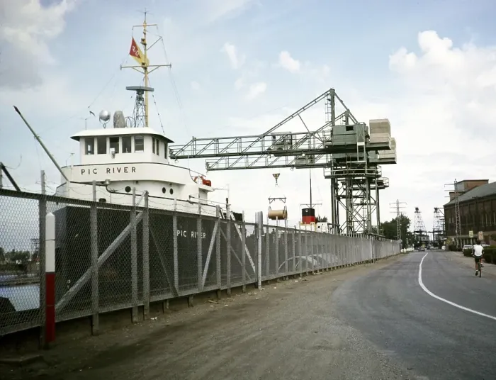 Framed Print : Pic River cargo ship (built 1896) and quayside cranes, Welland canal, St Lawrence seaway, Great Lakes, Ontario, Canada, North America 1963, North America Framed Print : Pic River cargo ship (built 1896) and quayside cranes, Welland canal, St Lawrence seaway, Great Lakes, Ontario, Canada, North America 1963, North America
