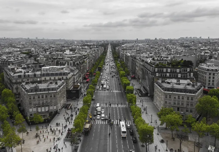 Framed Print : A picture of the Champs-Elysees as seen from the top of the Arc de Triomphe
