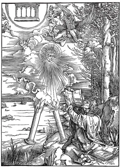 Framed Print : Picture cycle The Apocalypse, John devours the book
