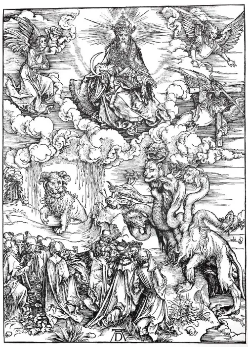 Framed Print : Picture cycle The Apocalypse, the Sea Monster and the Beast with the Horn of the Lamb Framed Print : Picture cycle The Apocalypse, the Sea Monster and the Beast with the Horn of the Lamb