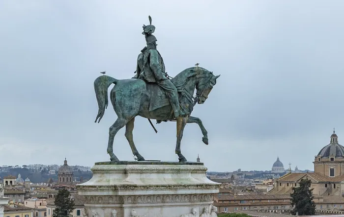 Framed Print : A picture of the Equestrian Statue of Victor Emmanuel II overlooking the city of Rome from the Altar of the Fatherland