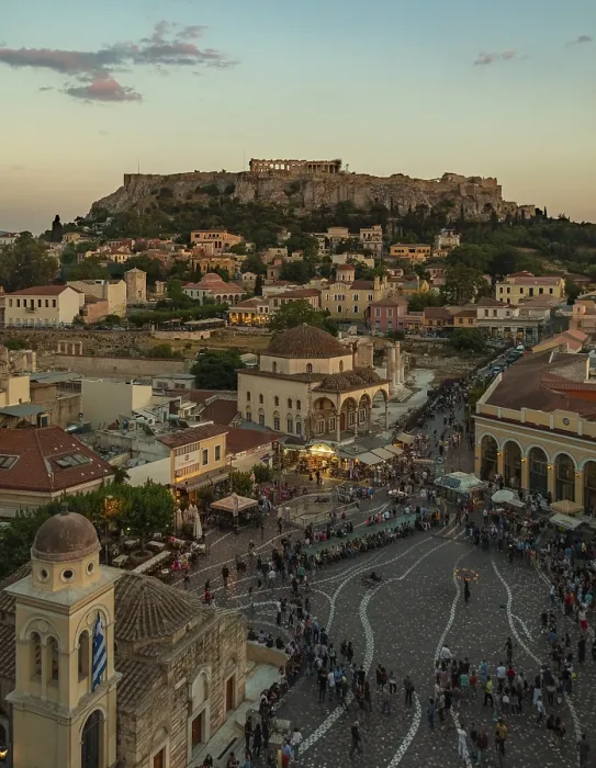 Framed Print : A picture of Monastiraki Square overlooked by the Acropolis of Athens