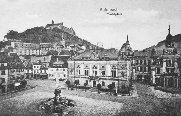 Framed Print : Picture postcard of Kulmbach, market place Framed Print : Picture postcard of Kulmbach, market place