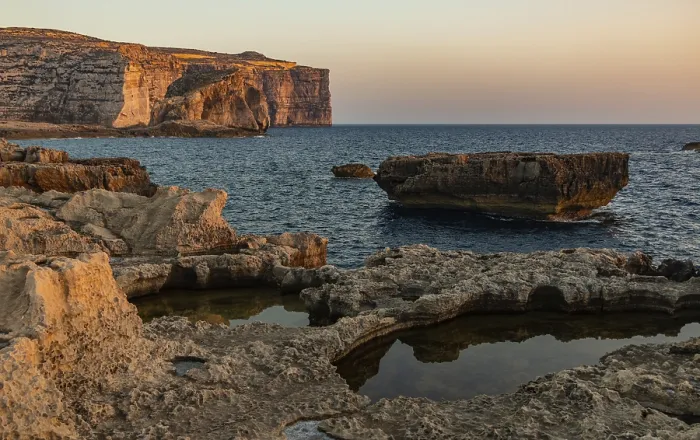 Framed Print : A picture of the rocky cliffs that dot the Gozo coast