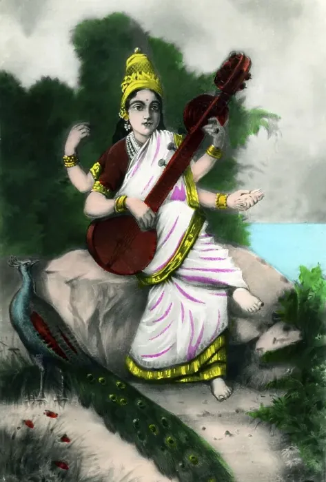 Framed Print : Picture of Saraswati, Indian goddess