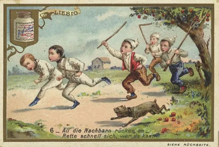 Framed Print : Picture series Children as fruit thieves Framed Print : Picture series Children as fruit thieves