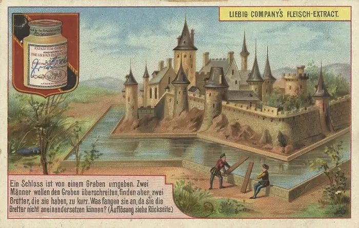 Framed Print : Picture series puzzle, Building a bridge over the castle moat