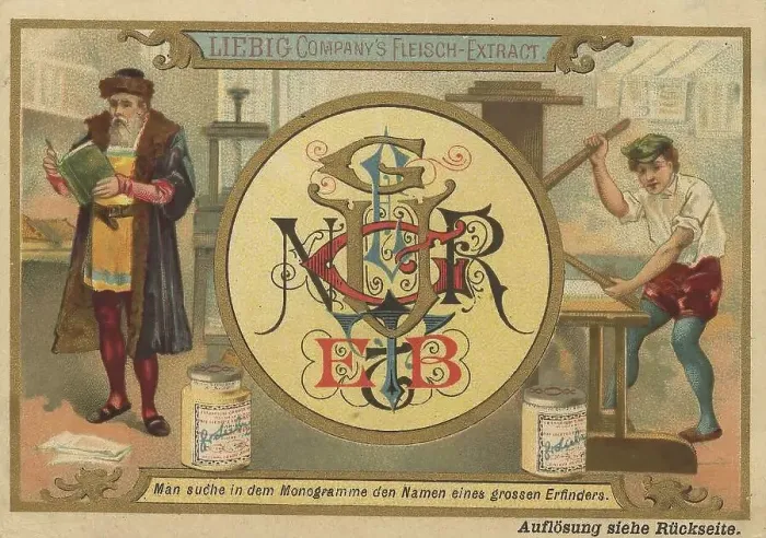 Framed Print : Picture series Riddles, The name of a great inventor is hidden in the monogram (Gutenberg)