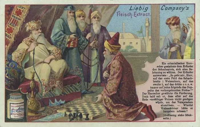 Framed Print : Picture series Riddles, an oriental ruler allows the inventor of chess to choose a reward Framed Print : Picture series Riddles, an oriental ruler allows the inventor of chess to choose a reward
