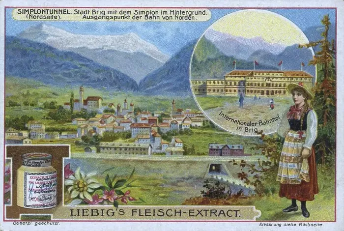 Framed Print : Picture series Simplon tunnel, city of Brig with the Simplon in the background