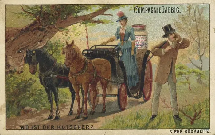 Framed Print : Picture series Vexierbilder 1, where is the coachman for the horse-drawn carriage