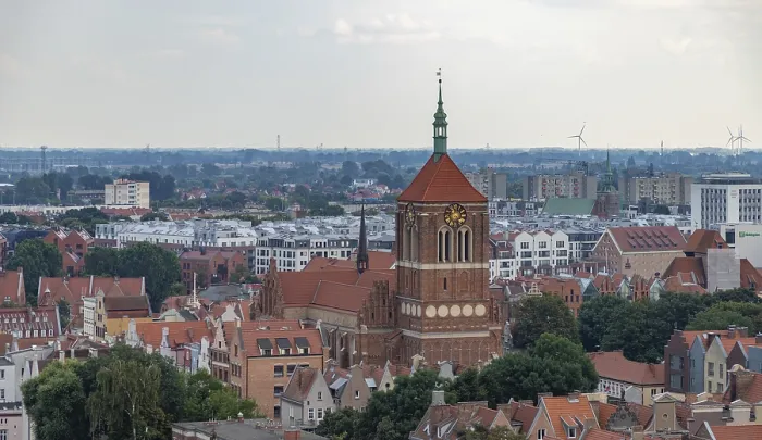 Framed Print : A picture of the St. John's Church in Gdansk as seen from above A picture of the St