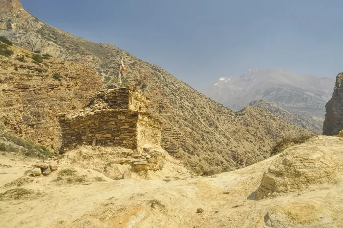 Framed Print : Picturesque buddhist shrine in Himalayas mountains in Nepal