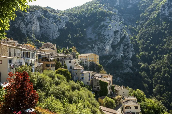 Framed Print : Picturesque medieval mountain village