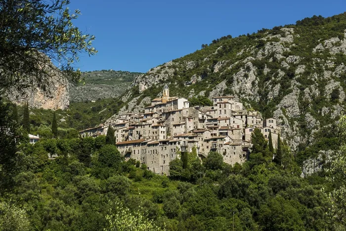 Framed Print : Picturesque medieval mountain village