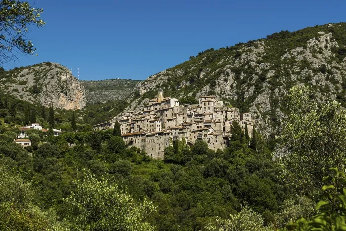 Framed Print : Picturesque medieval mountain village