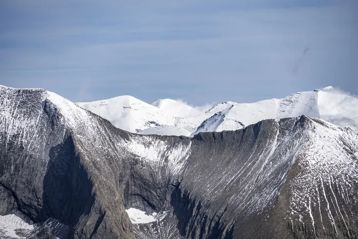 Framed Print : Picturesque mountain landscape with snow-capped summit
