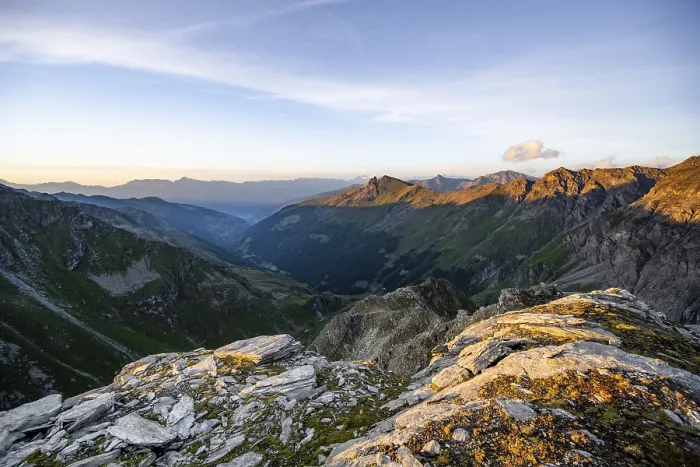 Framed Print : Picturesque mountain landscape at the summit of Mont de la Blana at sunset